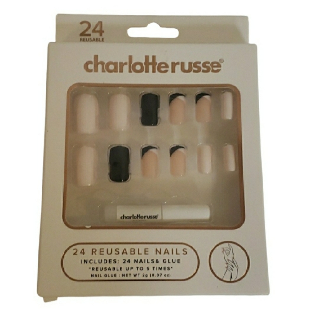 Charlotte Russe 24 Reusable Nails with glue NWT